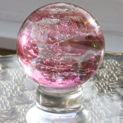 Memorial Globe "Pink Petals" Solid Glass Memorial Keepsake for a Loved One Pet Memorials Rainbow Bridge Starry Night Glass Art