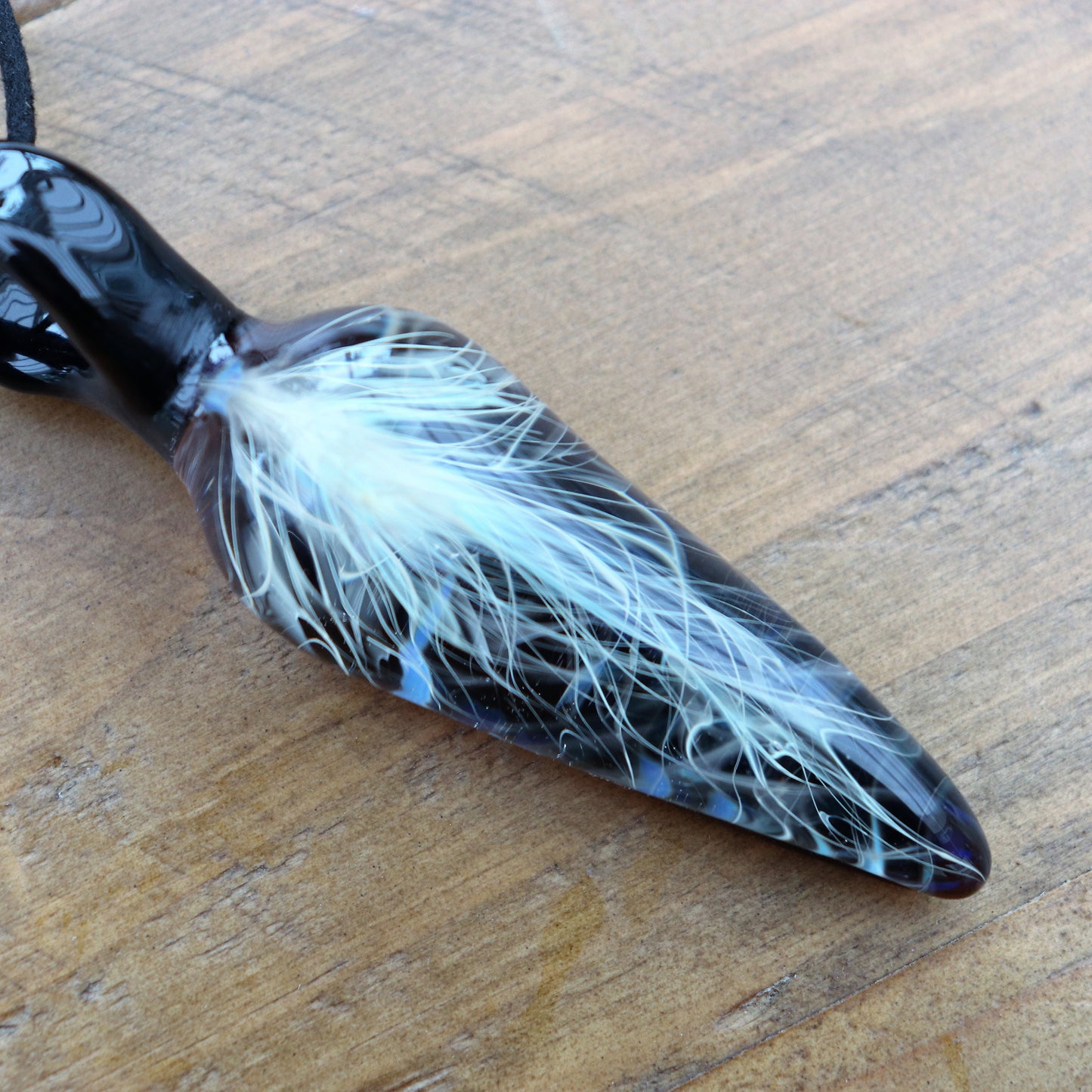 Memorial Glass Pendant "Lightning" Handcrafted Pendant Memorial Art Lightning Feather Necklace Memorial Jewelry Cremation Jewelry
