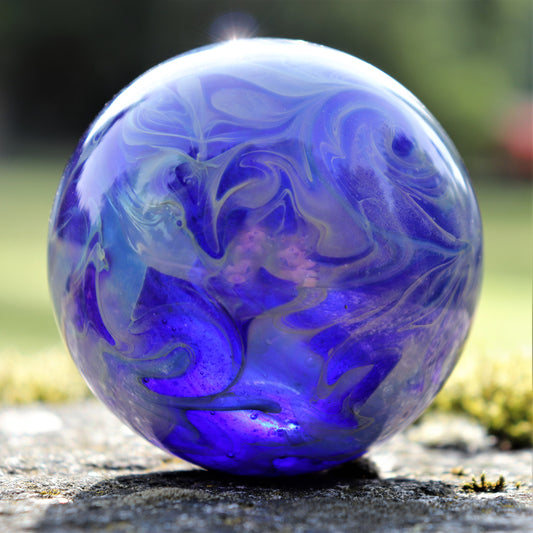 Memorial Globe "Silver Skies" Memorial Glass Art Family Gift Glass Globe with Loved One's Pet's Ashes Memorial Urn Starry Night Glass Art
