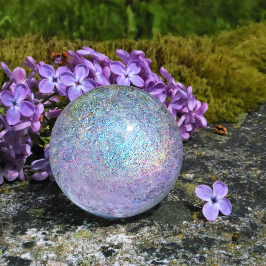 Memorial Globe "Rainbow Sparkle" Memorial Art Sympathy Gift Memorial Keepsake Pet Loss Cremation Urns Starry Night Glass Art
