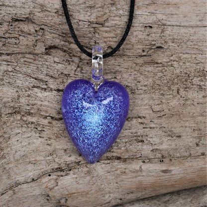 Blue Sparkle Heart Memorial Pendant Cremated Ash in Glass Custom Memorial Necklace Cremains Ash in Glass Heart Pendant Sparkle Keepsake