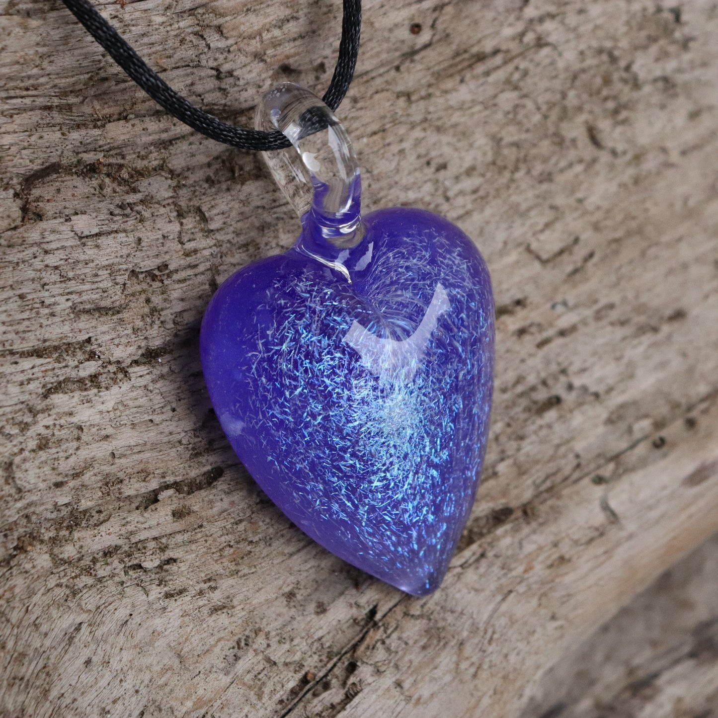 Blue Sparkle Heart Memorial Pendant Cremated Ash in Glass Custom Memorial Necklace Cremains Ash in Glass Heart Pendant Sparkle Keepsake
