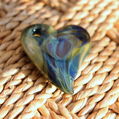 Glass Blue Auralite Heart Memorial Pendant Cremation Jewelry Memorial Ash Keepsake Blue Heart Urn Pendant Glass Cremation Pendant Urn