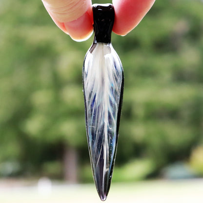 Memorial Glass Pendant "Lightning" Handcrafted Pendant Memorial Art Lightning Feather Necklace Memorial Jewelry Cremation Jewelry