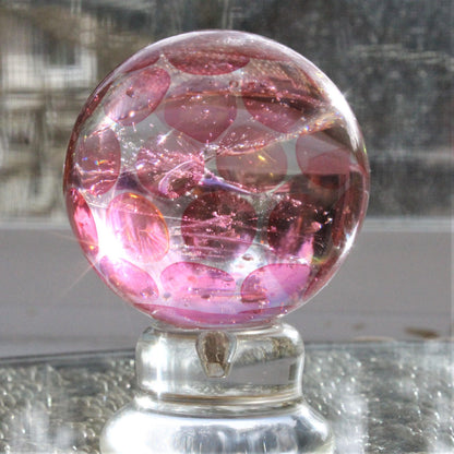 Memorial Globe "Pink Petals" Solid Glass Memorial Keepsake for a Loved One Pet Memorials Rainbow Bridge Starry Night Glass Art