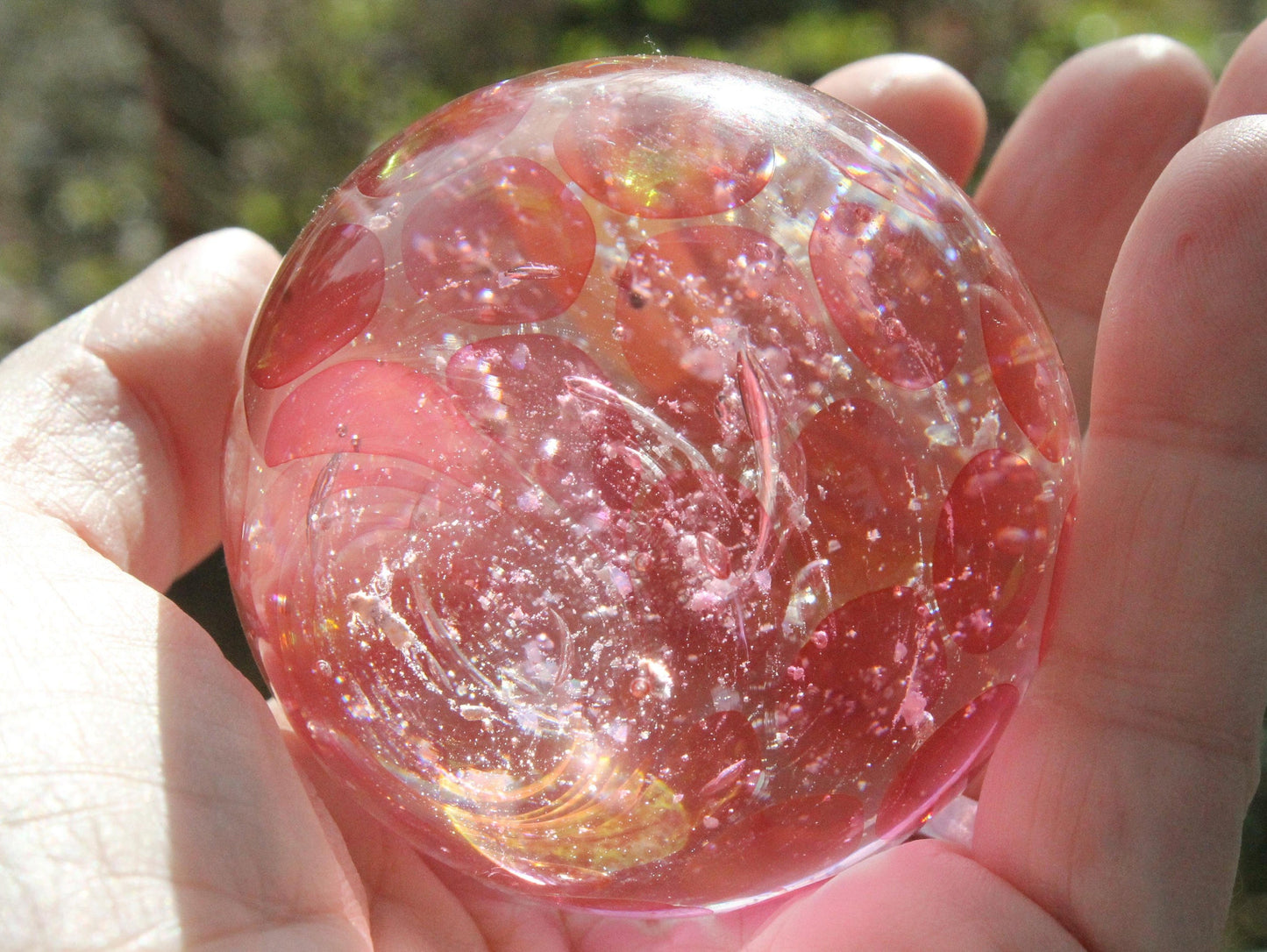 Memorial Globe "Pink Petals" Solid Glass Memorial Keepsake for a Loved One Pet Memorials Rainbow Bridge Starry Night Glass Art