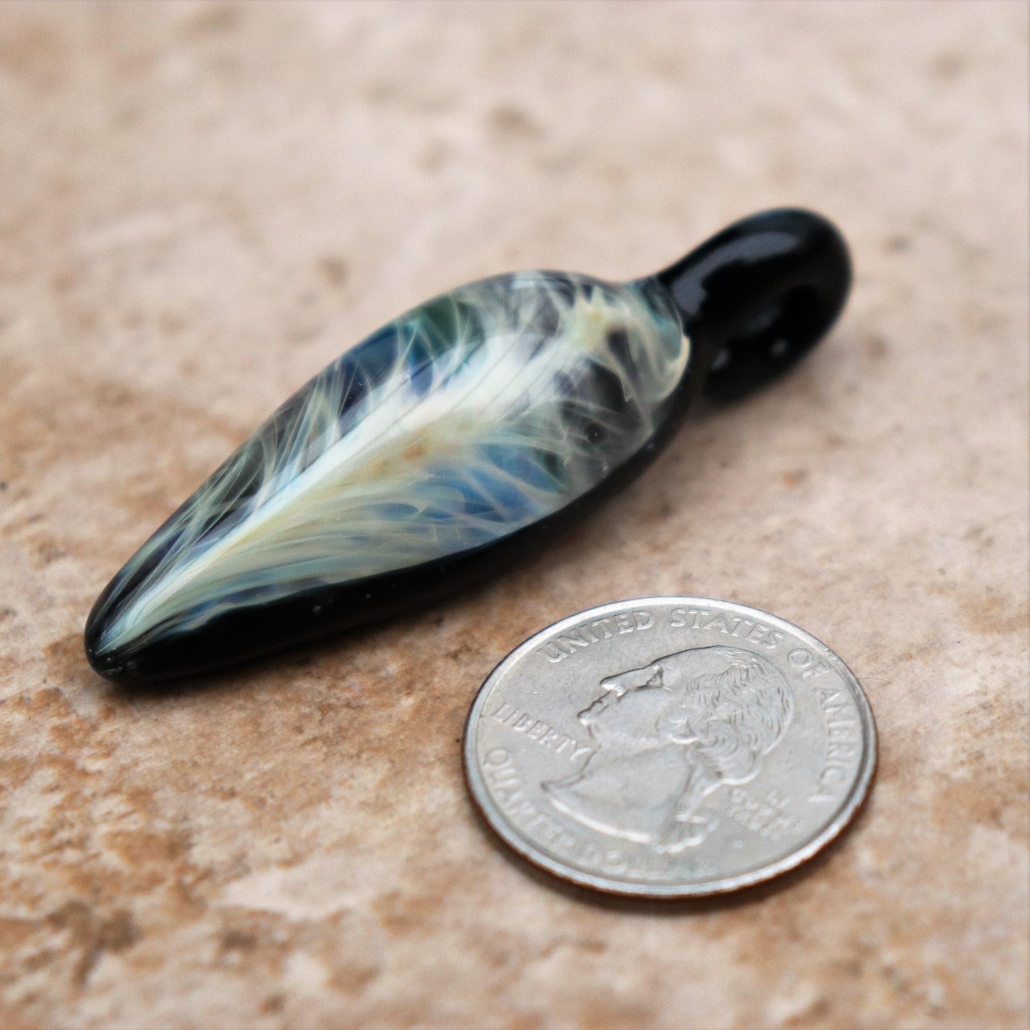 Memorial Glass Pendant "Lightning" Handcrafted Pendant Memorial Art Lightning Feather Necklace Memorial Jewelry Cremation Jewelry