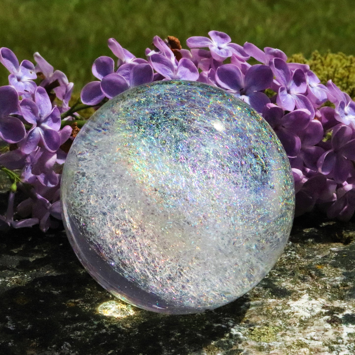 Memorial Globe "Rainbow Sparkle" Memorial Art Sympathy Gift Memorial Keepsake Pet Loss Cremation Urns Starry Night Glass Art