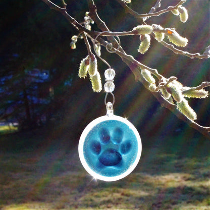 Paw Print Glass Memorial Ornament Memorial Glass Art Pet Loss Memorial Keepsake Rainbow Bridge Pet Remembrance Starry Night Glass Art