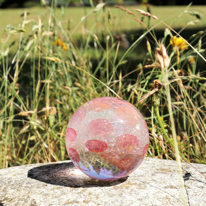 Memorial Globe "Pink Petals" Solid Glass Memorial Keepsake for a Loved One Pet Memorials Rainbow Bridge Starry Night Glass Art