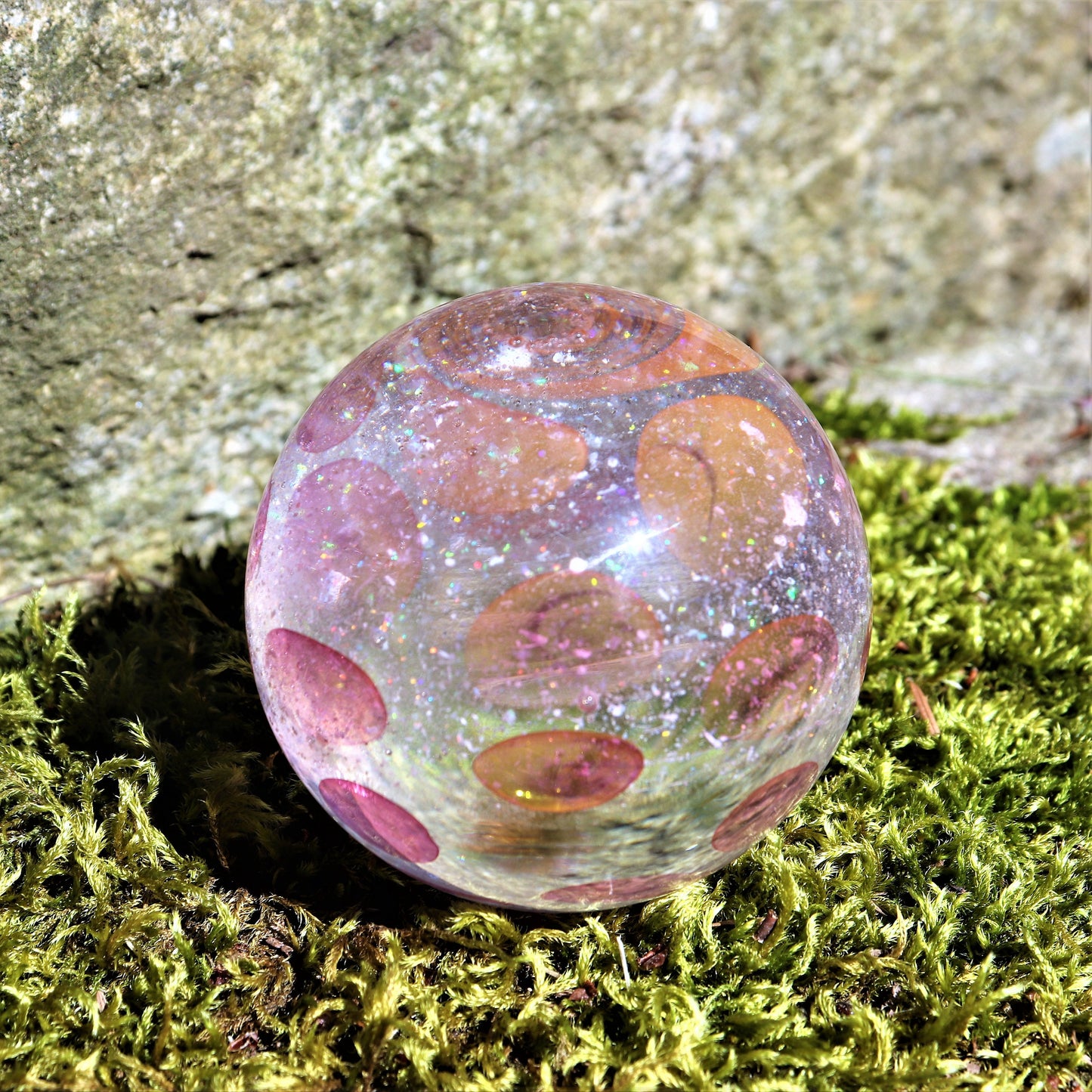 Memorial Globe "Pink Petals" Solid Glass Memorial Keepsake for a Loved One Pet Memorials Rainbow Bridge Starry Night Glass Art