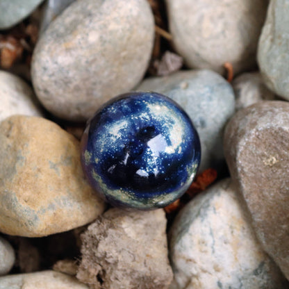 Cobalt Blue "Universe" Memorials 1"Marble & 2" Mini Globe Memorial Keepsake Globe with Ashes Handmade Lampwork Glass Globe marble