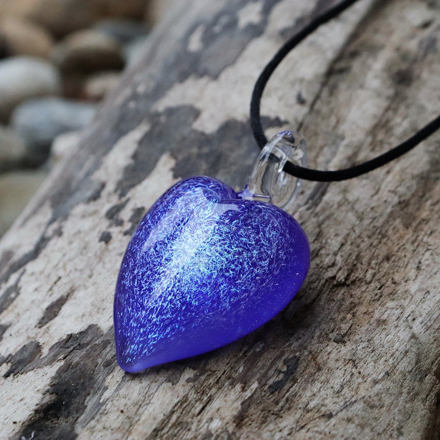 Blue Sparkle Heart Memorial Pendant Cremated Ash in Glass Custom Memorial Necklace Cremains Ash in Glass Heart Pendant Sparkle Keepsake