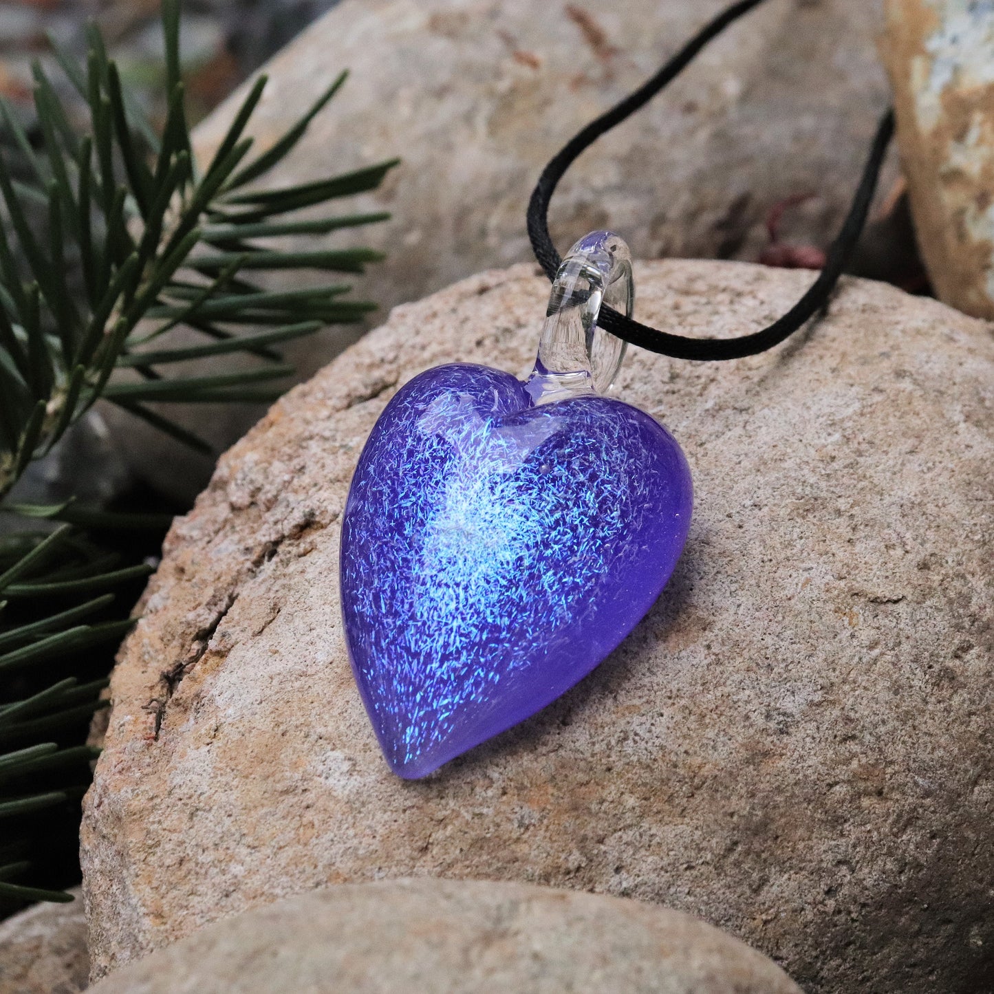 Blue Sparkle Heart Memorial Pendant Cremated Ash in Glass Custom Memorial Necklace Cremains Ash in Glass Heart Pendant Sparkle Keepsake