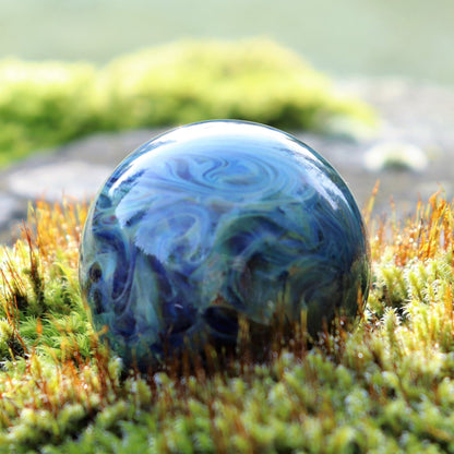 Ocean Tides Memorial Globe Ocean-Themed Memorial Tidal Wave Globe Custom Ash Glass Handmade Keepsake Memorial Glass Sphere Cremation