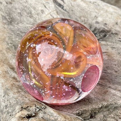 Memorial Globe "Pink Petals" Solid Glass Memorial Keepsake for a Loved One Pet Memorials Rainbow Bridge Starry Night Glass Art