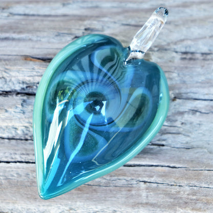 Teardrop with Pinwheel Pattern Glass Art Memorial Pendant Glass Urn Cremation Ashes Memorial Keepsake Eternity Memorial Custom Pendant