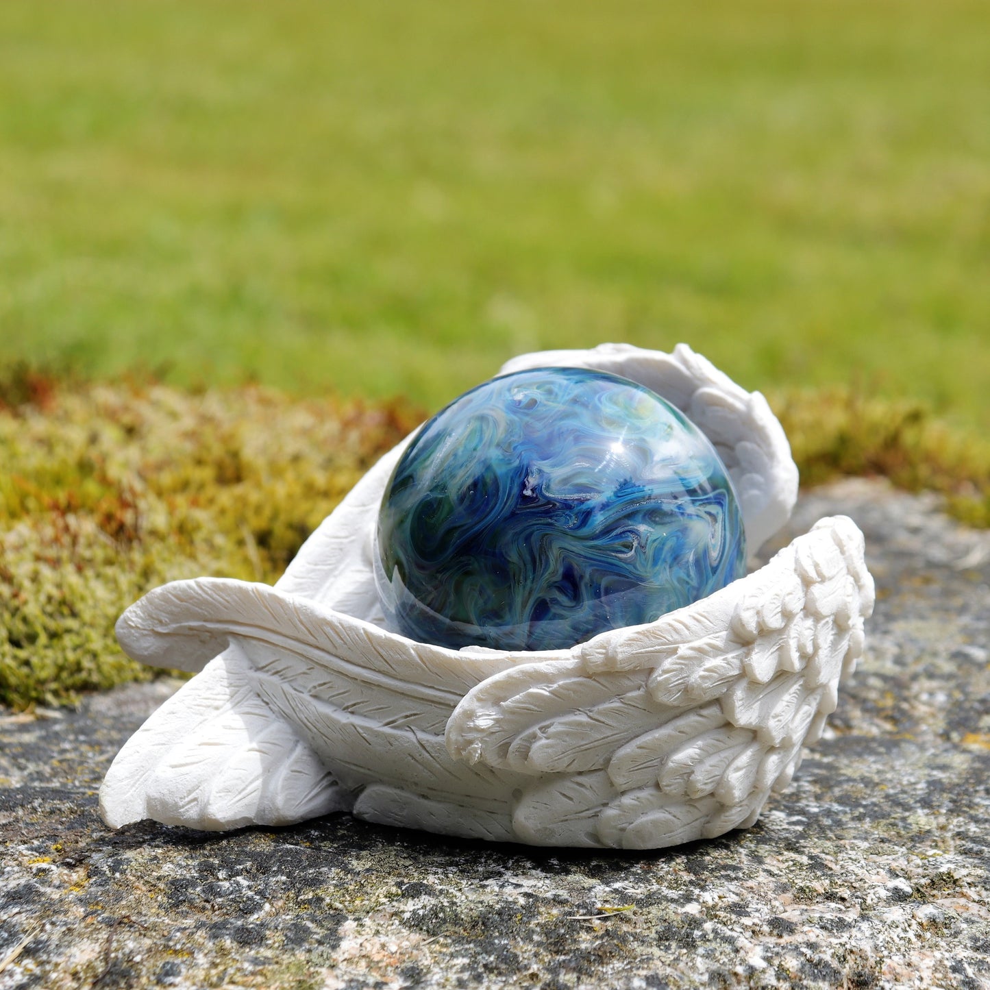 Ocean Tides Memorial Globe Ocean-Themed Memorial Tidal Wave Globe Custom Ash Glass Handmade Keepsake Memorial Glass Sphere Cremation