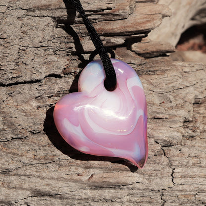 Pink & Gold "Aura" Heart Memorial Pendant Ash Cremation Jewelry Keepsake Glass Heart Sympathy Gift Blown Glass with Ashes Glass Memorial