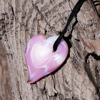 Pink & Gold "Aura" Heart Memorial Pendant Ash Cremation Jewelry Keepsake Glass Heart Sympathy Gift Blown Glass with Ashes Glass Memorial