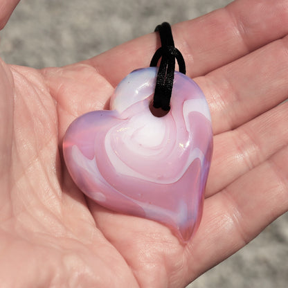 Pink & Gold "Aura" Heart Memorial Pendant Ash Cremation Jewelry Keepsake Glass Heart Sympathy Gift Blown Glass with Ashes Glass Memorial