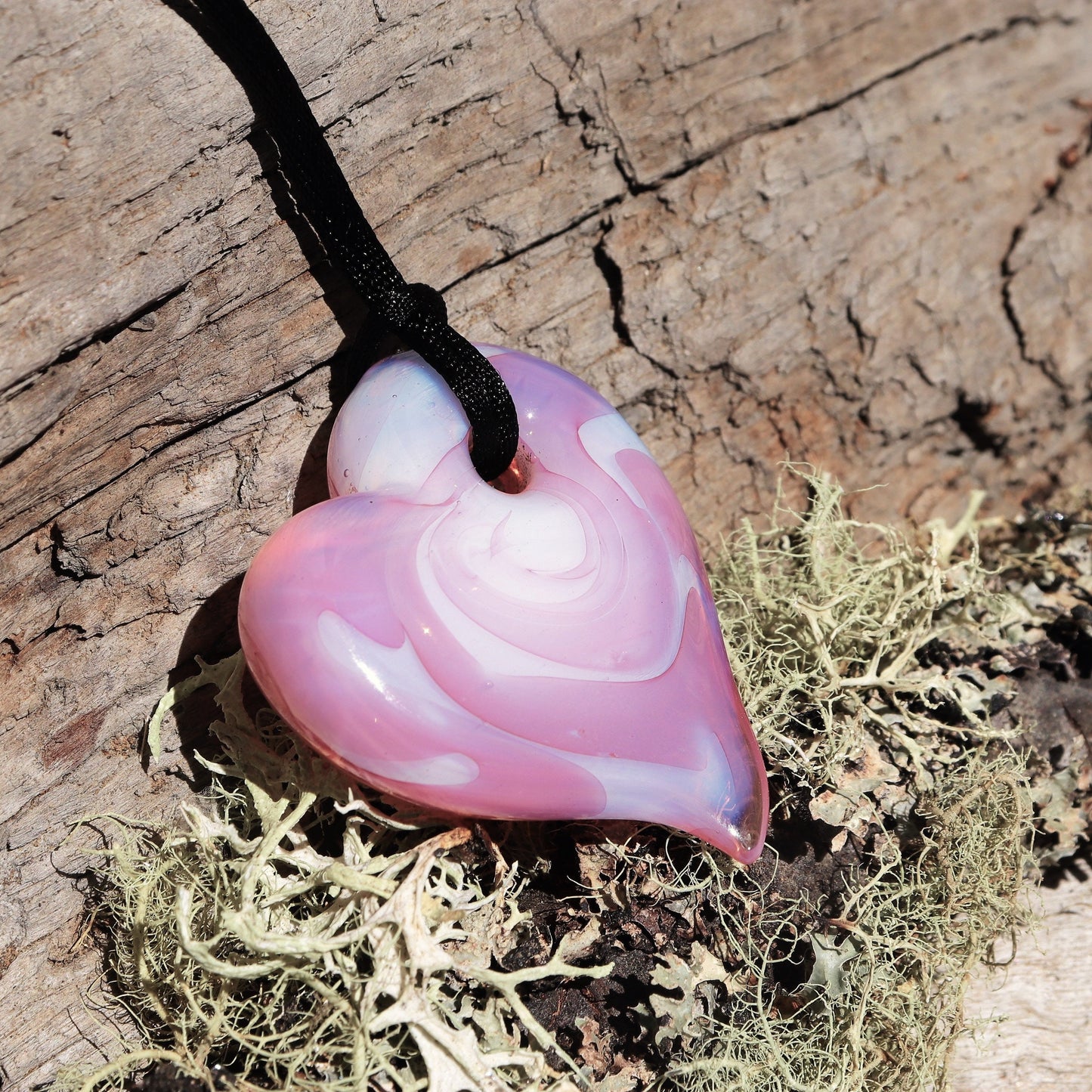 Pink & Gold "Aura" Heart Memorial Pendant Ash Cremation Jewelry Keepsake Glass Heart Sympathy Gift Blown Glass with Ashes Glass Memorial