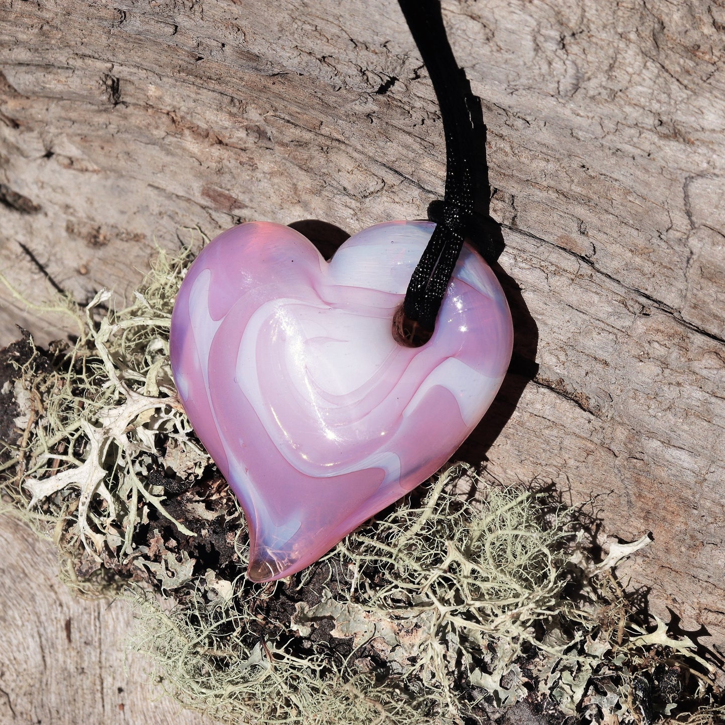 Pink & Gold "Aura" Heart Memorial Pendant Ash Cremation Jewelry Keepsake Glass Heart Sympathy Gift Blown Glass with Ashes Glass Memorial