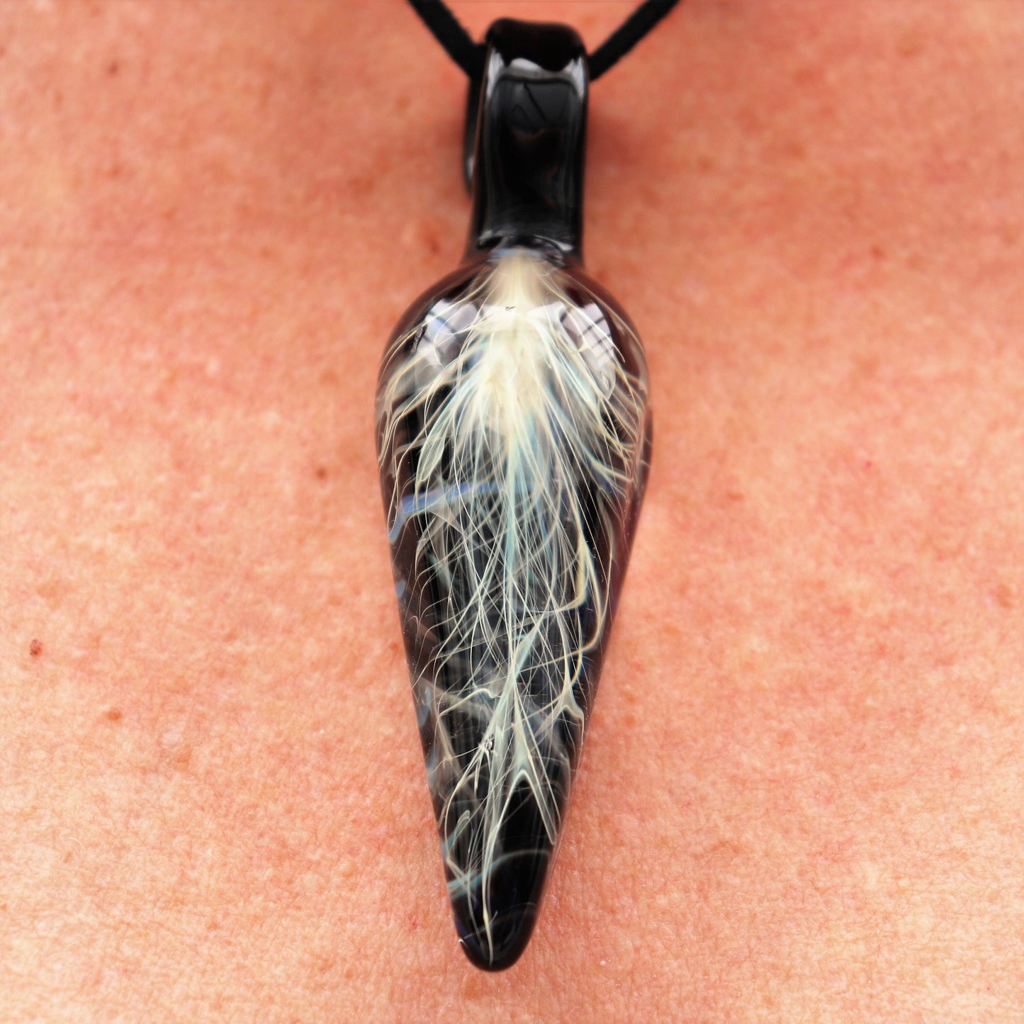 Memorial Glass Pendant "Lightning" Handcrafted Pendant Memorial Art Lightning Feather Necklace Memorial Jewelry Cremation Jewelry