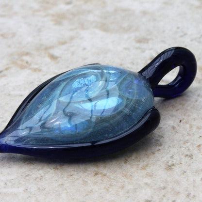 Teardrop Memorial Pendant with Silver Fumed Pattern Unique Memorial Gift Keepsake Memorial Pet Lover Gift Starry Night Glass Art