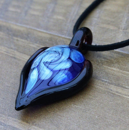 Teardrop Memorial Pendant with Silver Fumed Pattern Unique Memorial Gift Keepsake Memorial Pet Lover Gift Starry Night Glass Art